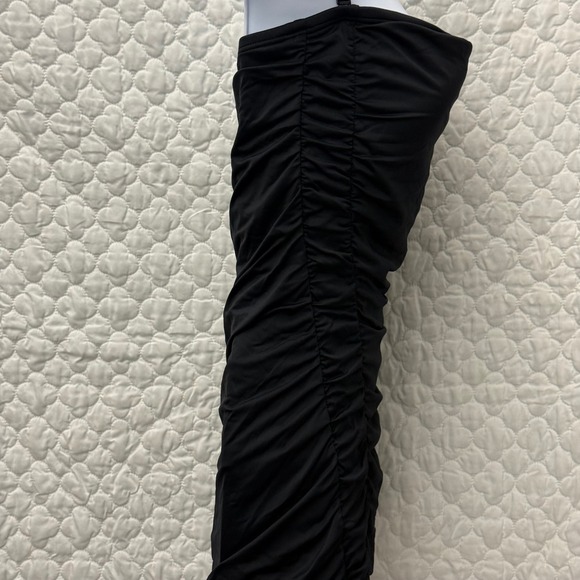 DKNY‎ Black Bandeau Soft Cup Shirred Ruched Swim Dress Size 12 - Picture 5 of 11